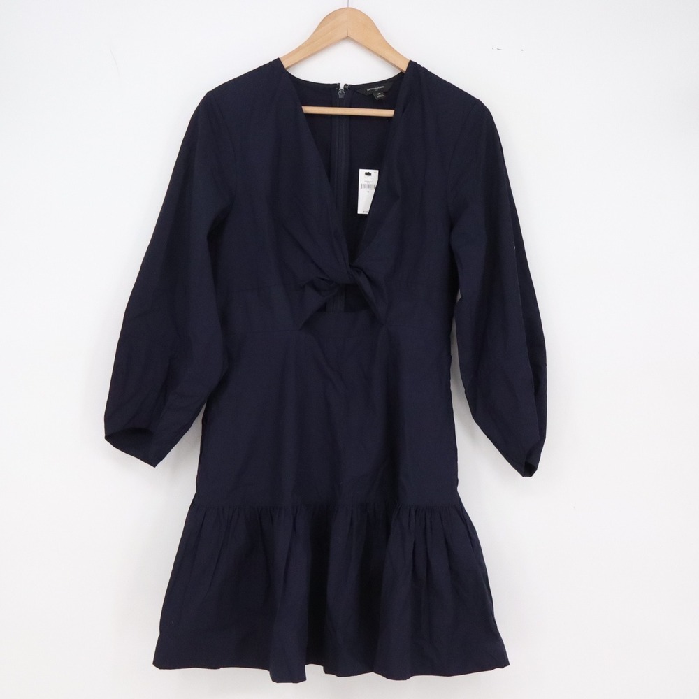 Banana Republic Dress Womens 10 Twist Front Cutout Navy Blue Mini New